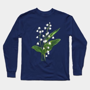 Lily of the valley Flowers Watercolor Painting Long Sleeve T-Shirt